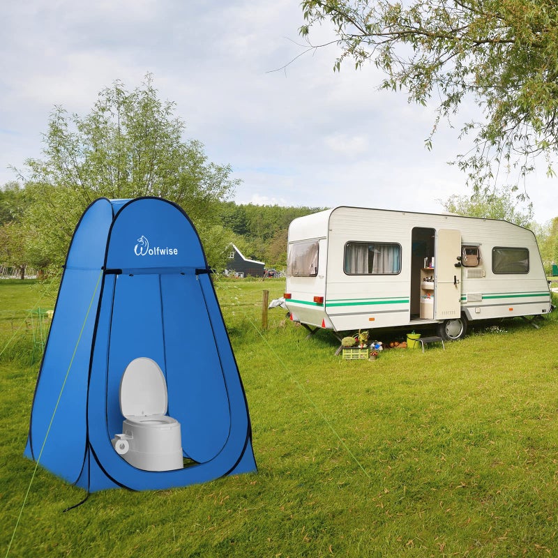 Wolfwise Pop Up Shower Tent, Portable Instant Changing Tent with Ventilation Window & Carry Bag, Privacy Bathroom Toilet Tent for Beach, Camping & Outdoor, Width 47.2 ", Height 74.8 ", Blue - Image 4